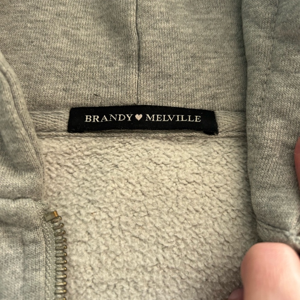 Brandy Melville Light Gray Hoodie with Cream Sherpa Lining